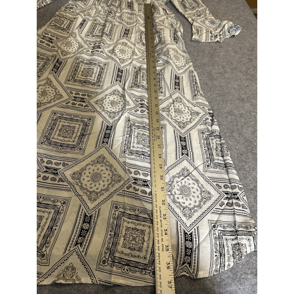 Women's Hayden Los‎ Angeles black  white patterned maxi dress Sz L Boho Romance - Picture 5 of 12